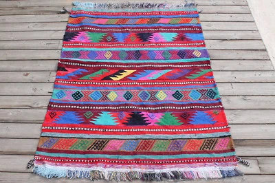 Tapis turc kilim 35''x49'' tissé à la main Sivas zone orientale Cicim Kilim 9... - Photo 1/4