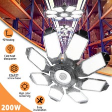 200W LED Garage Light Super Bright Shop Ceiling Light Deformable 30000LM Bulb US
