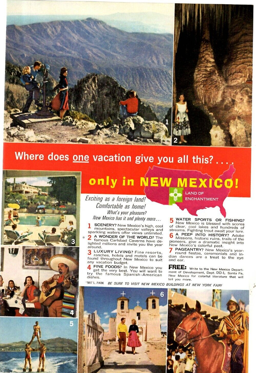 1964 Print Ad New Mexico Land of Enchantment Where does one vacation