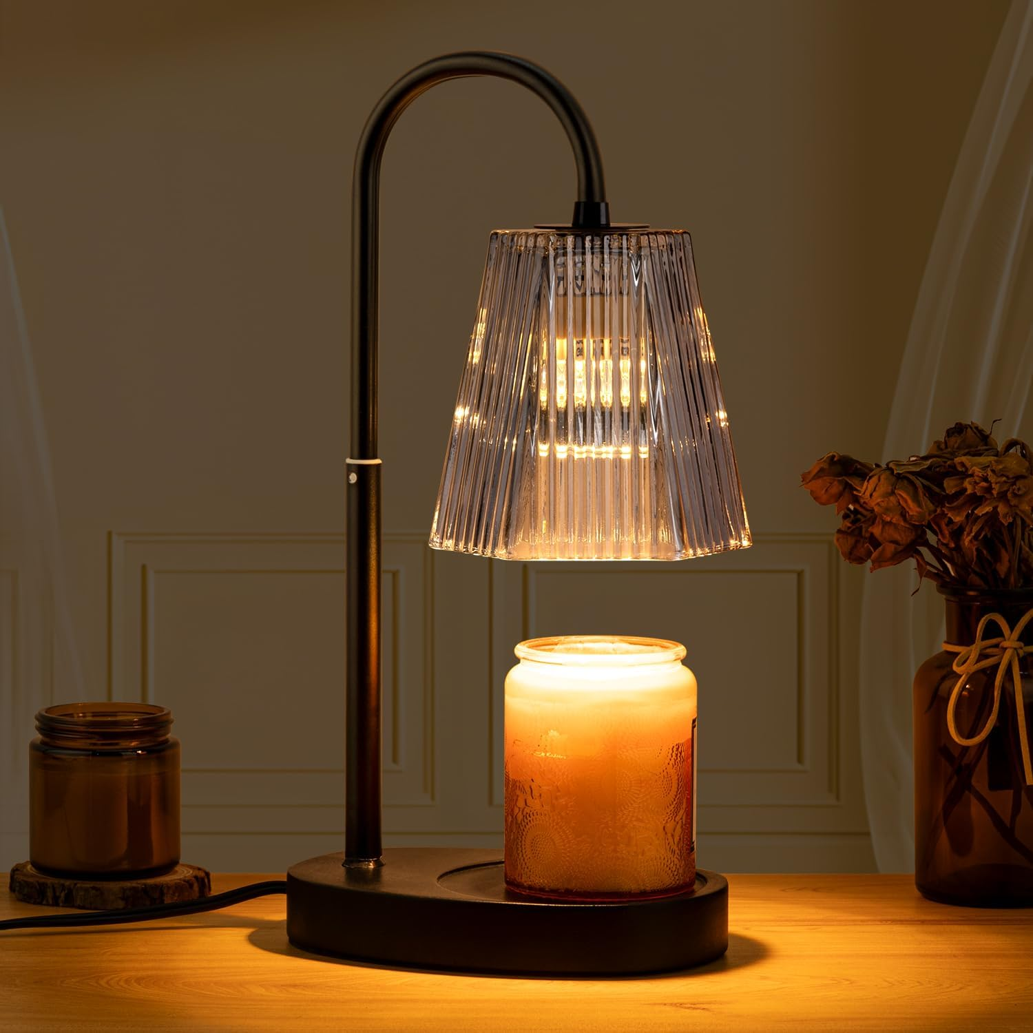 Candle Warmer Lamp with Dimmer and Adjustable Height for Home Decor-image