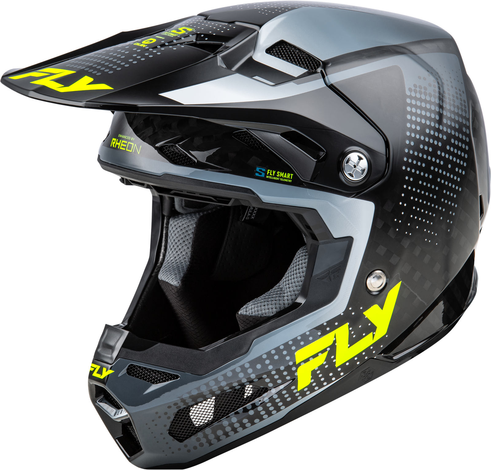 FLY RACING FORMULA S CARBON PROTOCOL HLMT BLACK CARBON/GREY/HIVIS LG