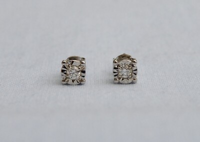 NEU TAD 9 KT WEISSGOLD ILLUSION SET 0,05 kt DIAMANT SOLITÄR OHRSTECKER 0,7 g