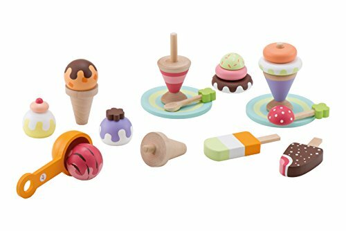 Jeu de marchande de glace pour enfants avec cornets et coupes en bois