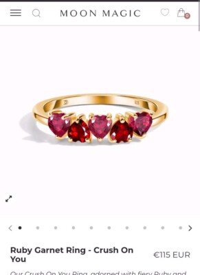  Moon Magic Ring - ''Ruby Garnet Ring-Crush On You'' - 18kt Yellow Gold Vermeil 