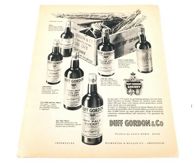Vintage Duff Gordon & Co Sherry Anzeige   1956 Niederländische Werbung
