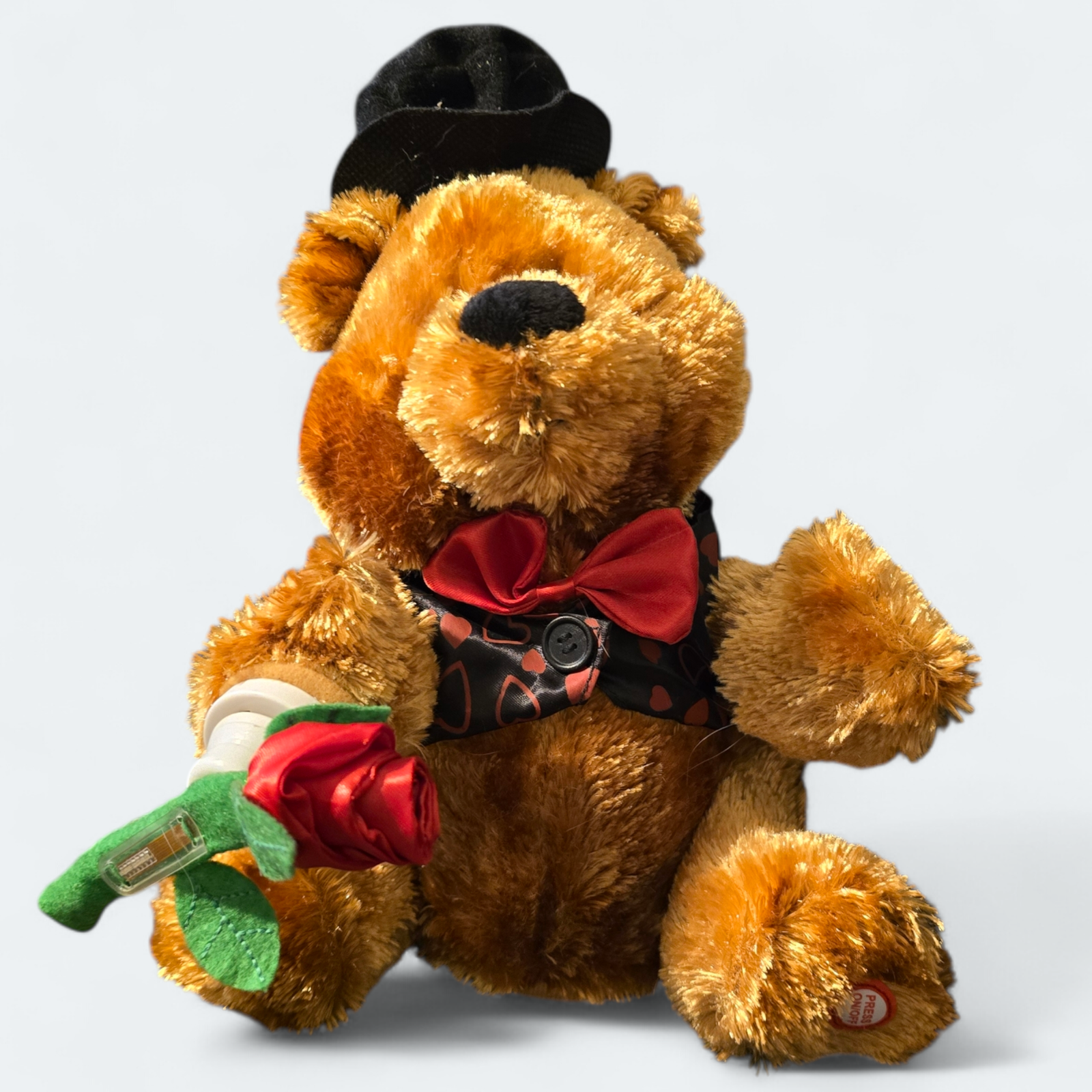 Valentine Light Up Musical Bear with Twirling Rose and Message  