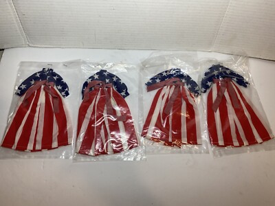 Vintage Lot Of 4 Red White Blue Doll Dresses NOS