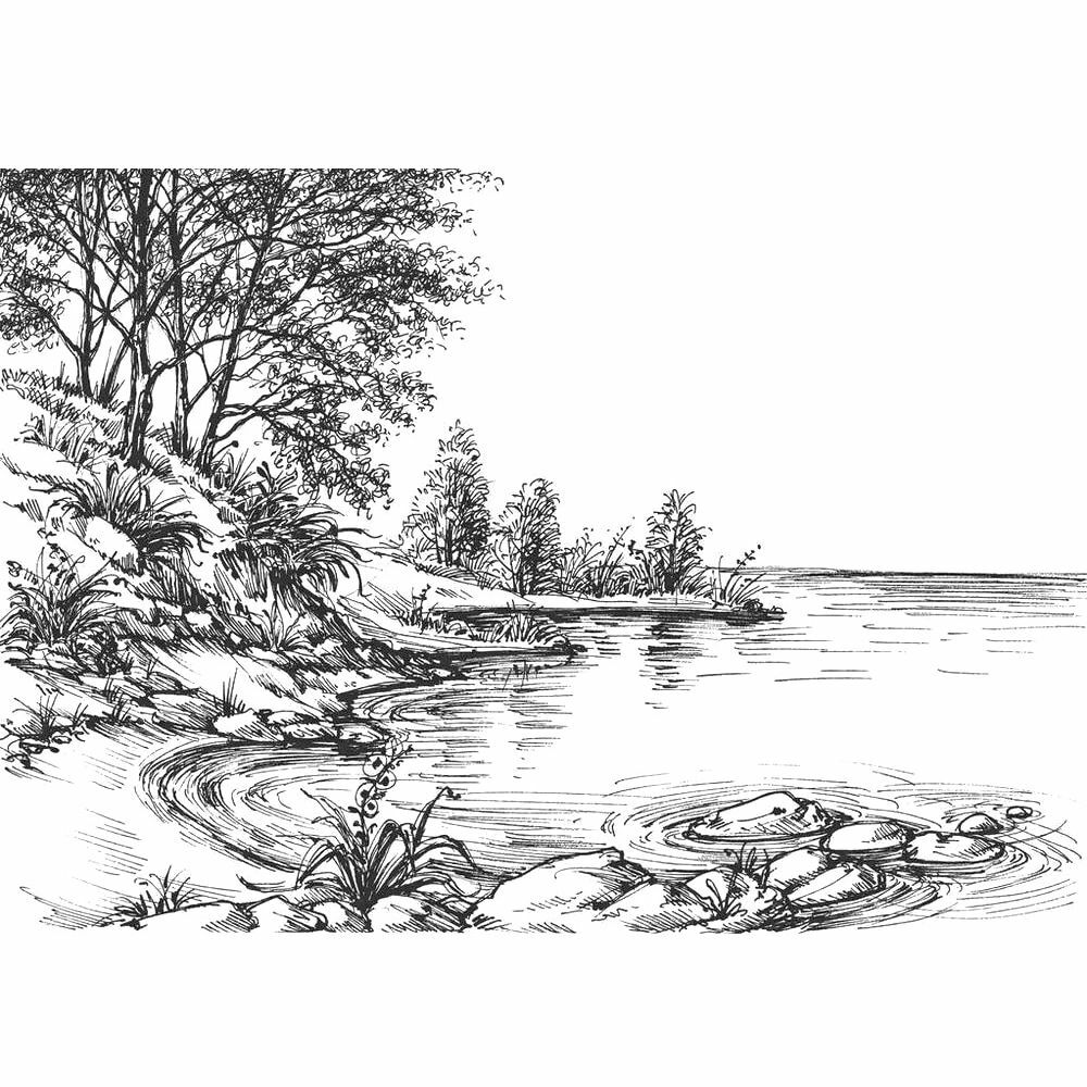 River Bank Clipart Black And White