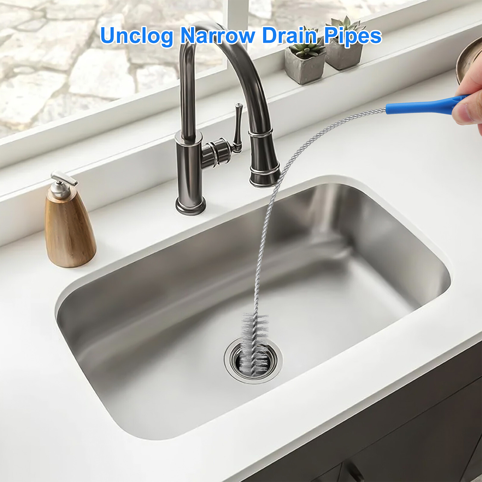 3PCS Bendable Drain Hair Cleaner Brush Long Pipe Sink Sewer Cleaning ...