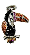Fashion Jewelry Pendant Colorful Birds Toucan Brand Fashion 925 Sterling Silver