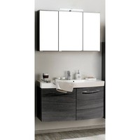 Badezimmer Set Eiche 100Cm Waschtisch Led Spiegelschrank BadmöBel GäSte Bad Wc