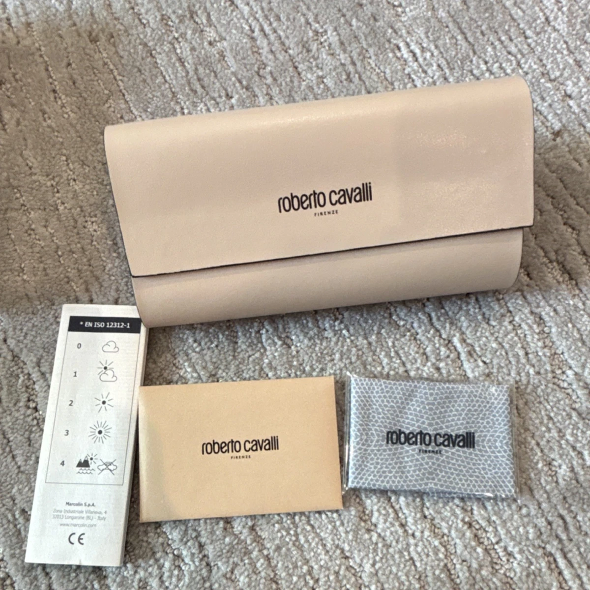 Roberto Cavalli Beige Leather Sunglasses Case Firenze Logo Roberto Cavalli 60S 863 – Vintage Frames Company main image 3