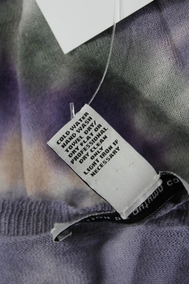 Camisa de algodón de otoño cachemir para mujer cuello redondo teñida con corbata púrpura verde pequeña Foto 4 de 4