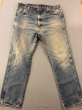 Wrangler 13MWZ Cowboy Cut Jeans Mens 38x32 Faded Distressed Western Workwear