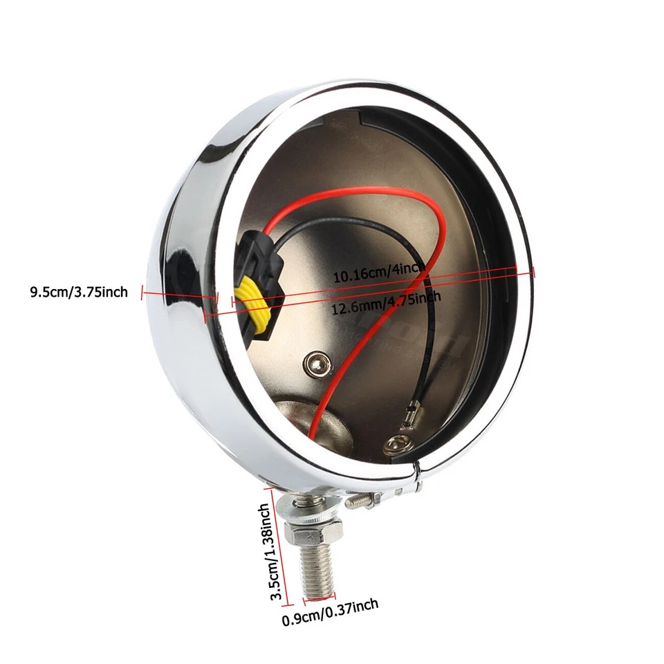 Chrome 4-1/2 4.5'' Inch LED Fog Passing Light+Housing Holder For Motorcycle - Image 3 of 4