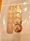 Lot of 10 - 1oz. COPPER  .999 - 5 Morgan Bars - 5 Liberty Rounds - NEW -