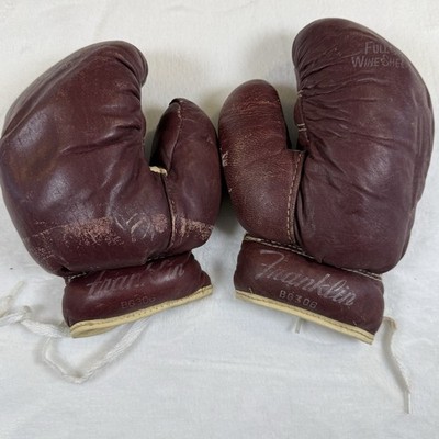 Vintage Franklin BG306 Leather Boxing Gloves Full Grain Wine Sheepskin Pair