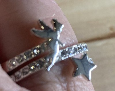 SIGNED DISNEY SILVER-TONE RHINESTONE SPRINKLING LOVE & PIXIE DUST RING
