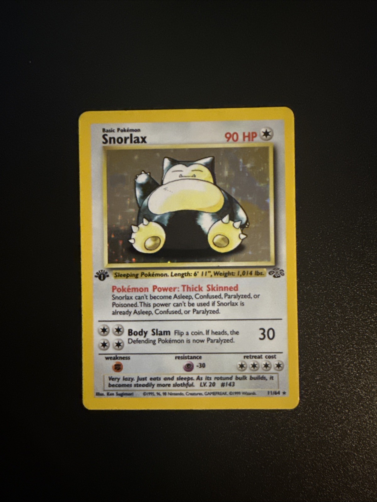 Snorlax 11/64 Jungle Holo Rare 1999 1st Edition Pokémon TCG WOTC LP English