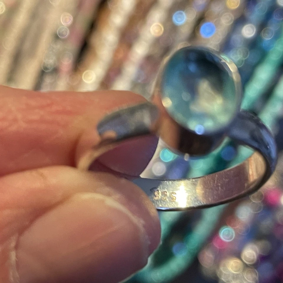 Ring 925 Silber fascetierter Aquamarin Gr. 58 neuwertig - Bild 4 von 4