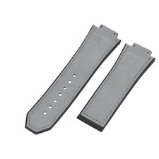 King Power Gray Suede Leather Plated Rubber Watch Strap For Hublot
