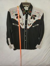 VTG 40s H Bar C Western Cowboy Rodeo Rockabilly Pearl Snap Embroidered LG READ 