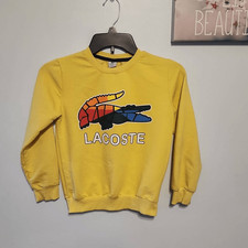 Lacoste Kids size 9/10 Yellow Sweatshirt Long Sleeve Rainbow Crocodile