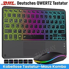 DE Touchpad Beleuchtete Tastatur für Samsung Galaxy Tab A9+ A8 A7 S9 FE S8 S7 S6