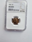 1937 P MS66 LINCOLN WHEAT PENNY/CENT GRADED NGC 1C P MINT COPPER COIN