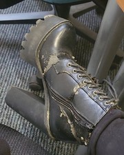 Stiefel Sammler Boots Plateau Stiefeletten high heels Schwarz 36