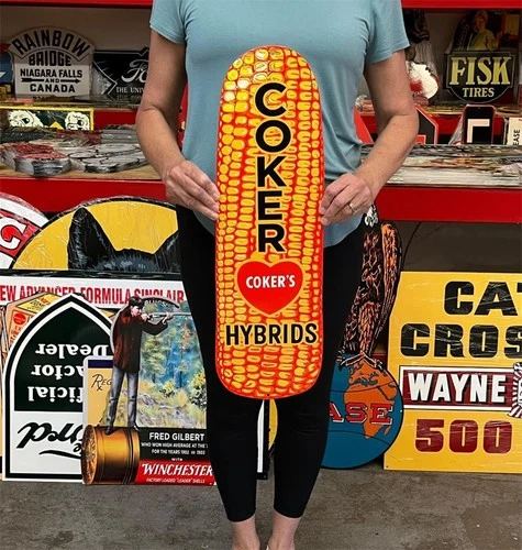 Vintage Style Metal Sign Coker Corn Hybrid NOT Porcelain 25x8 Made USA