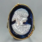 Handmade Natural Cameo Shell Ring 925 Sterling Silver Size 8 /R443924
