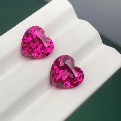 Natural Ceylon Heart Cut 20 Ct Pink Sapphire Certified Loose Gemstone Pair