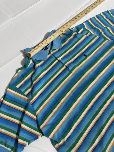 POLO Ralph Lauren Vintage 90's Colorful Stripes Blue Pony 100% Cotton XL - Picture 5 of 7