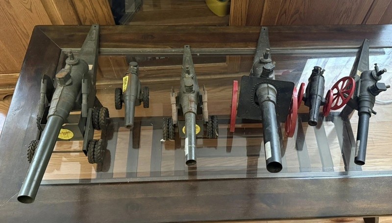 Vintage Cast Iron Big Bang Cannons Lot Of 6 Toy 1950's