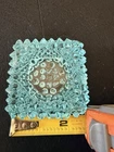 VTG Fenton Blue Hobnail Square Salt Cellar Ashtray, Tea light Candle Holder