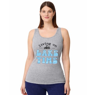Living On Lake Time Damen Trägershirt Tanktop Ponton Lake Life Geschenk für sie