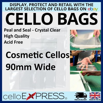 Klare Cellophan Display Beutel Selbstversiegelnd   90mm Breit Hoch/Slim Cello Display Bag