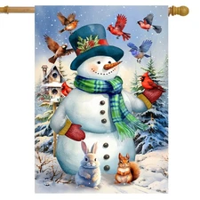 Briarwood Lane Snowman and Birds House Flag