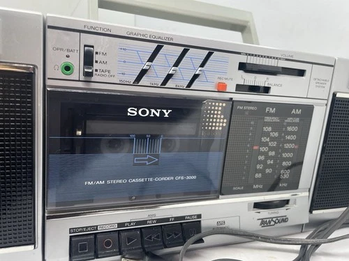 Sony CFS-3000 🎵 FM/AM Stereo Cassette Recorder Boombox Retro Vintage Black