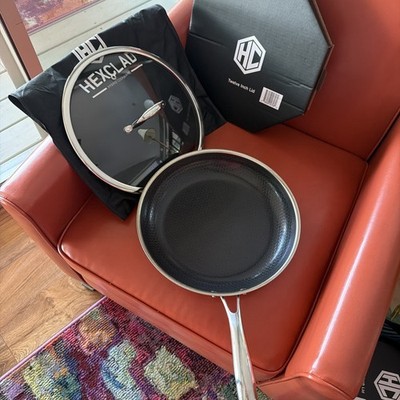 NEVER USED HexClad Hybrid 12  Nonstick Frying Pan w Temper Glass Lid OPEN BOX