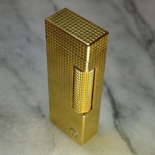 Ancien briquet à gaz Dunhill Rolla marque plaqué or état de fonctionnement