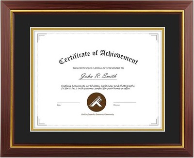 11x14 Black Gold Wood Diploma Certificate Frame for 8.5x11 Document Gallery Art