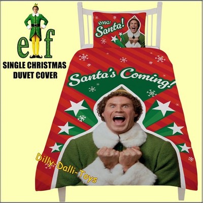 Buddy The Elf Film Weihnachten EINZELN Bettbezug Set Santa's Coming Will Ferrell