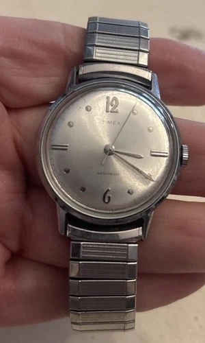 Vintage Timex Marlin Mens Silvertone Mechanical Watch As Is