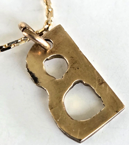 Vtg Initial Letter B Brass Pendant Gold Tone C Link Chain Choker Necklace 18.25" - Picture 5 of 6