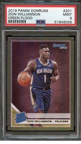 Zion Williamson 2019-20 Donruss Green Flood #201 PSA 9 Mint! Rookie RC! Pop 33