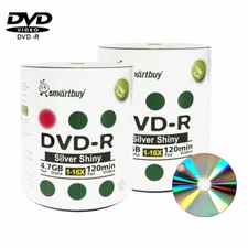 200 Smartbuy 16X DVD-R 4.7GB Shiny Silver Non Printable Blank Recording Disc