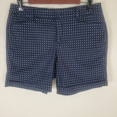 Gloria Vanderbilt Shorts Womens Mid Rise Blue Houndstooth