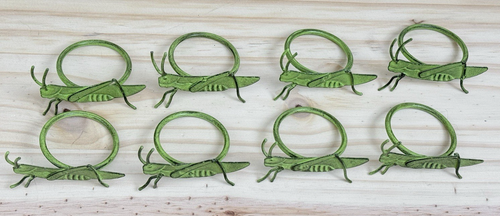 Pier 1 Imports Metal Green Grasshopper Napkin Rings Set Of 8 - Picture 3 of 5